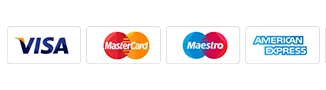 Visa, Mastercard, Maestro, American Express, PayPal and Webxpay logos