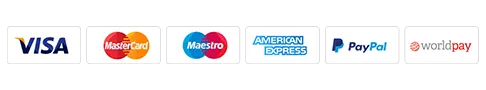 Visa, Mastercard, Maestro, American Express, PayPal and Webxpay logos